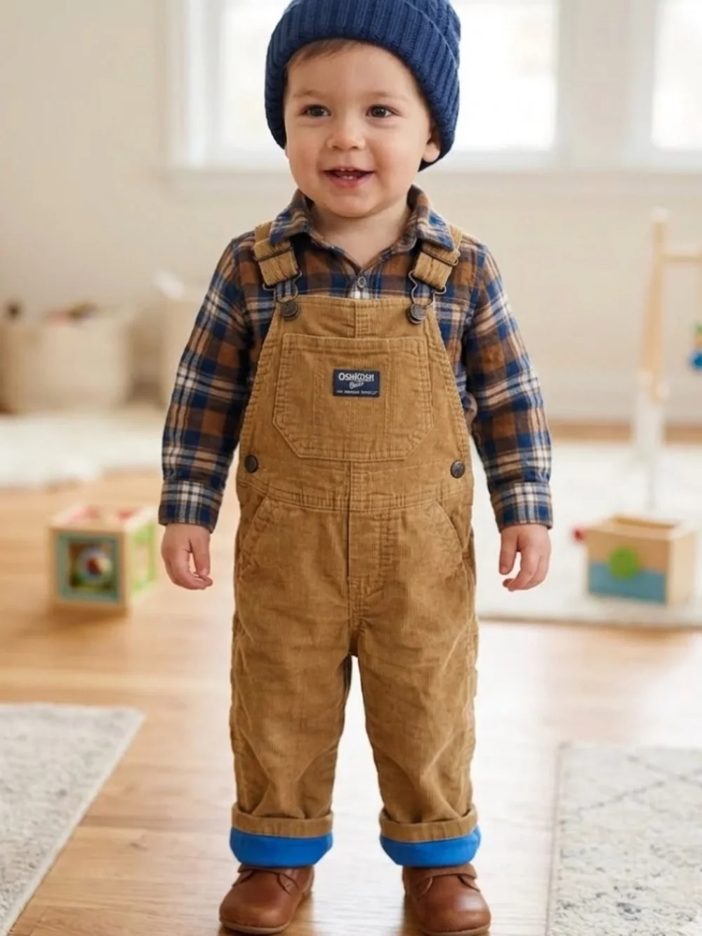 Oshkosh B’gosh Brown Corduroy Lined Overalls 9 Months Baby Boy